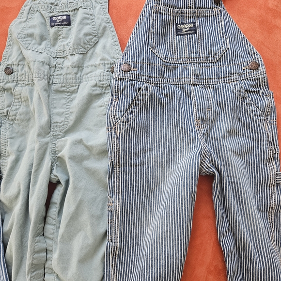 OshKosh B'gosh Kids Striped and Green Overalls 18-24 Months - Picture 2 of 7
